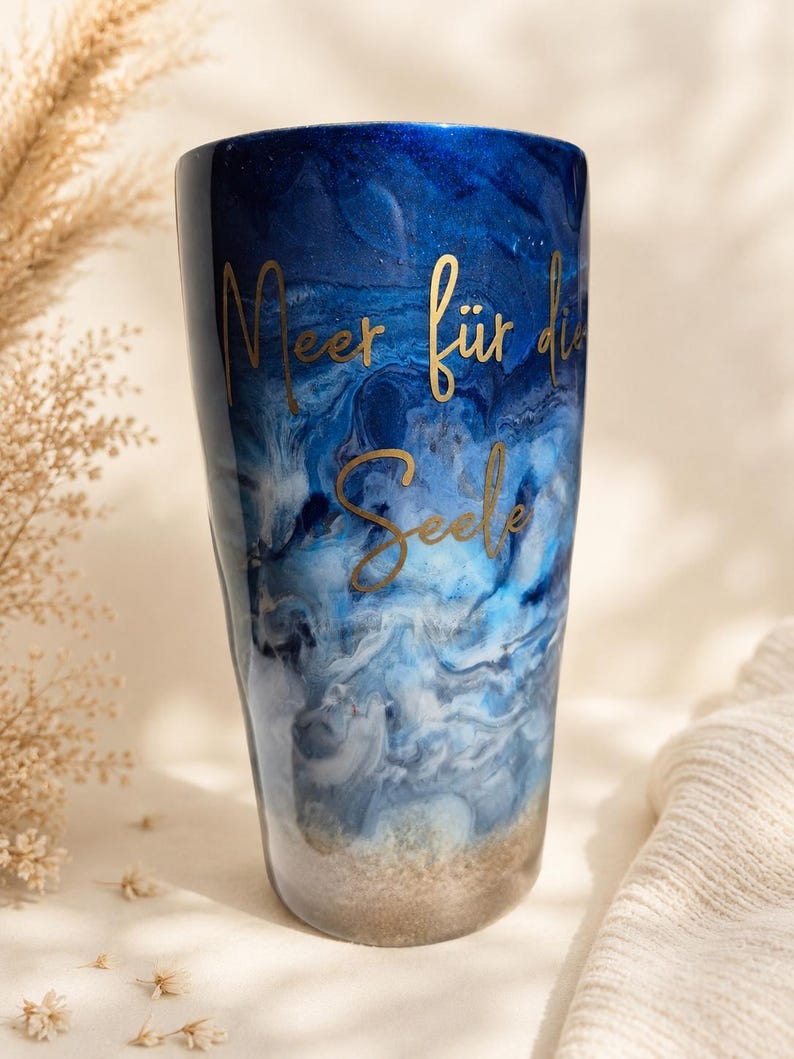 Premium Thermobecher "Meer für die Seele" (650ml) – Handgemachtes Ozean-Unikat 🌊💙