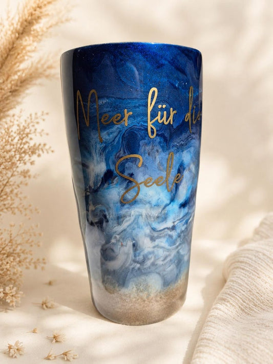 Premium Thermobecher "Meer für die Seele" (650ml) – Handgemachtes Ozean-Unikat 🌊💙