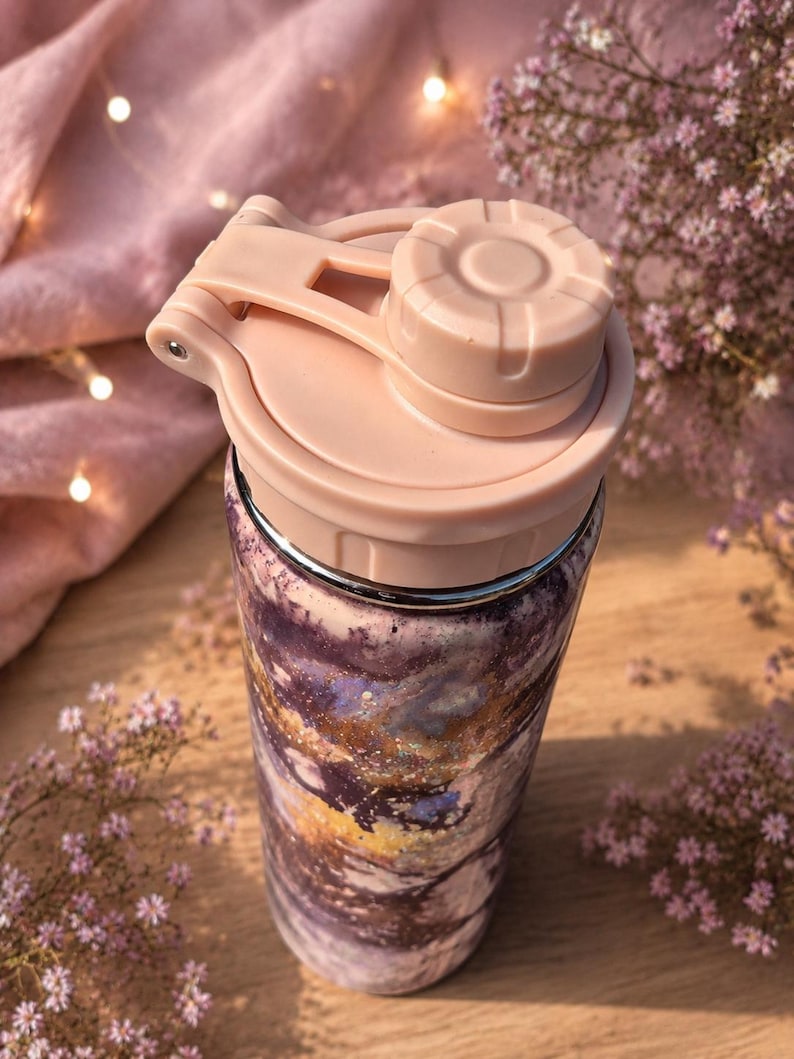 Premium Edelstahl Trinkflasche (900ml) – Handgemachtes "Feen" Unikat 💜